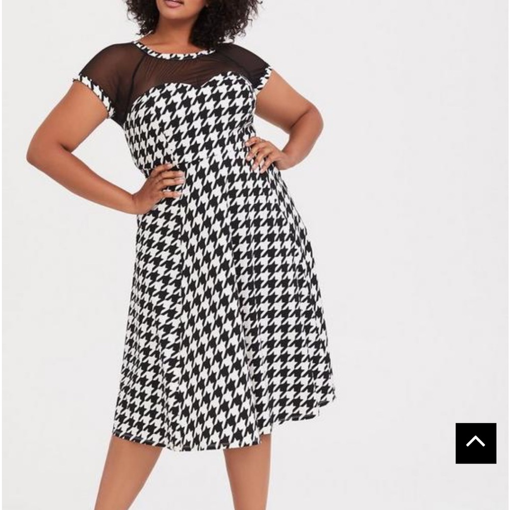 Torrid NWOT Womens Midi Mesh Swing Dress Sz 28  Houndstooth Rockabilly